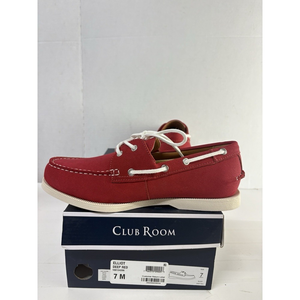Club Room Men's Red Comfort Elliot Round Toe Lace-Up Boat Shoes Size 7M - Picture 2 of 6